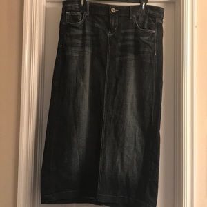 Dark Wash Long Denim Skirt